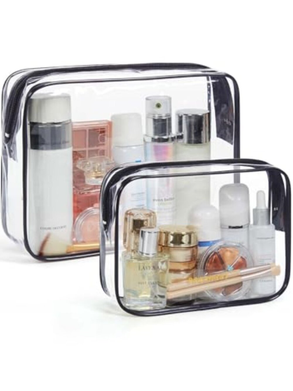 Clear Toiletry Bag 2-Pack TSA Approved Water-Repellent Travel PVC Makeup